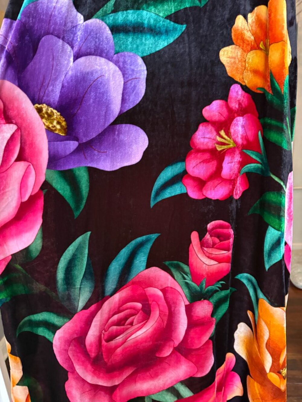 NWT Farm Rio x Anthropologie Mock-Neck Velvet Sleeveless Floral Midi Dress. Sz S - Picture 8 of 15